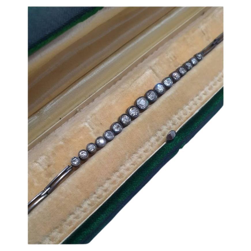 Antikes Diamant-Gliederarmband mit Minenschliff im Angebot