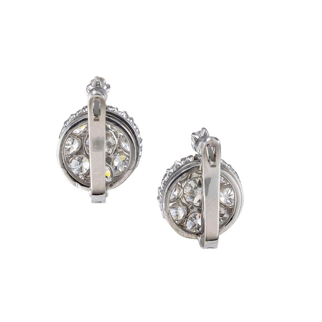 Edwardian Antique Old Mine Cut Diamond Platinum Drop Earrings
