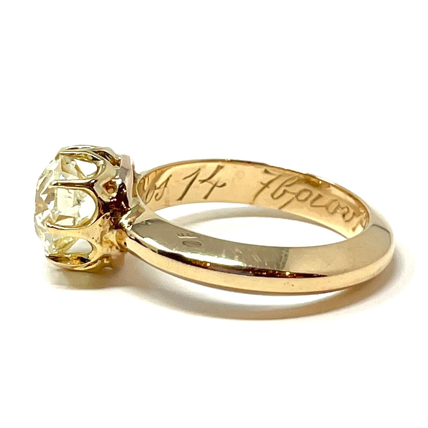 Antiker Diamantring mit altem Minenschliff aus 18 Karat Gold im Zustand „Gut“ in New Orleans, LA