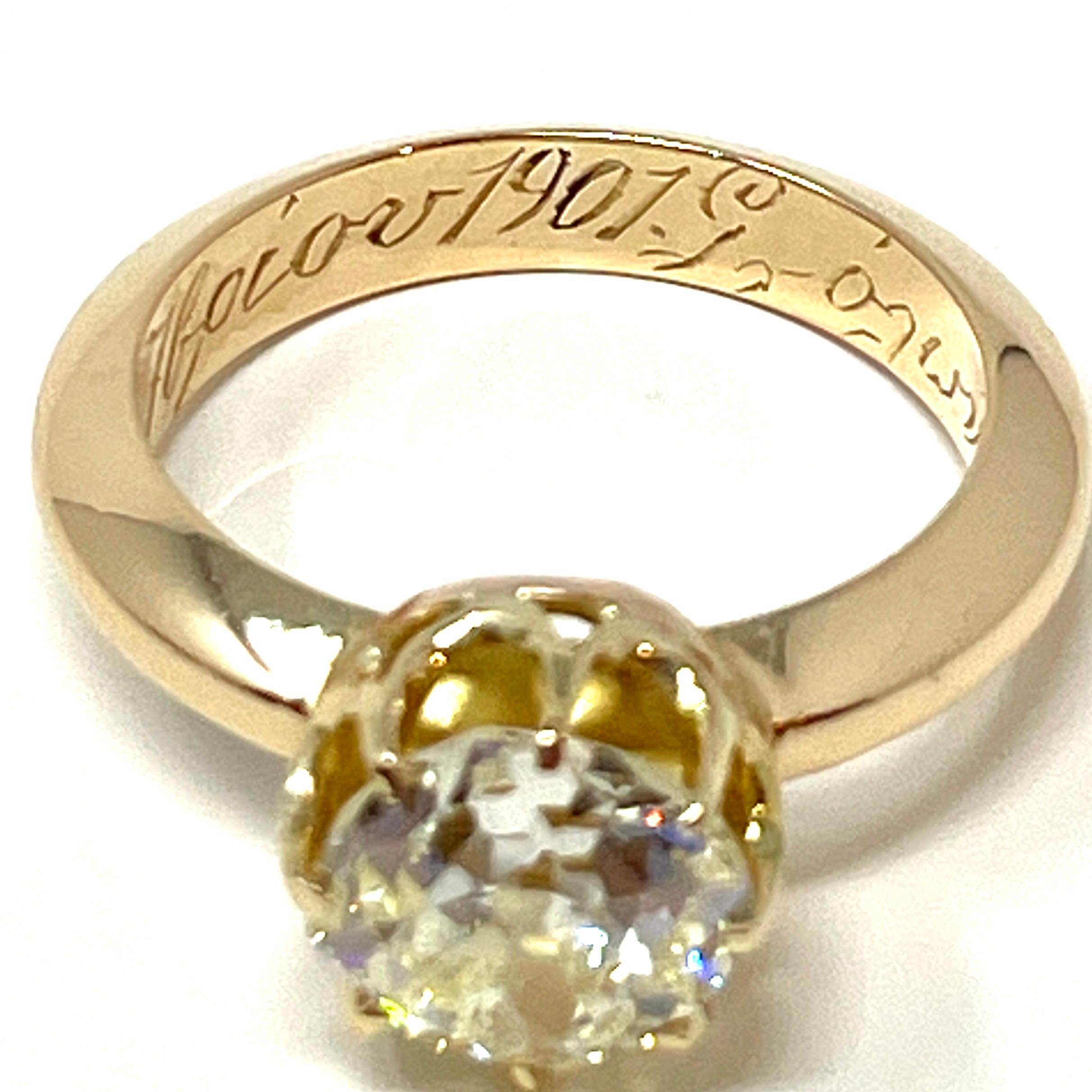 Antiker Diamantring mit altem Minenschliff aus 18 Karat Gold 4