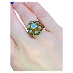 Antique Old Mine Cut Diamond Russian Gold Ring