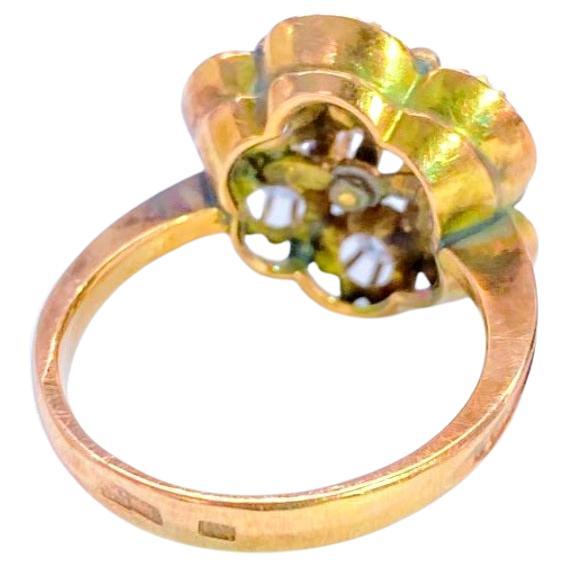 Women's Antique Old Mine Cut Diamond Russian Gold Ring For Sale