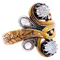 Antique Old Mine Cut Diamond Russian Gold Ring