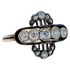 Antique Old Mine Cut Diamond Russian Gold Ring