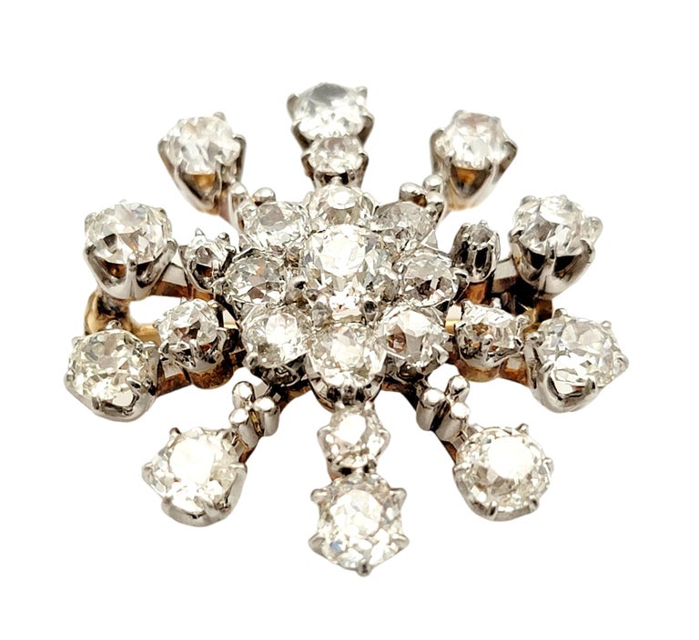 Antique Old Mine Cut Diamond Snowflake Brooch / Pendant Platinum and ...