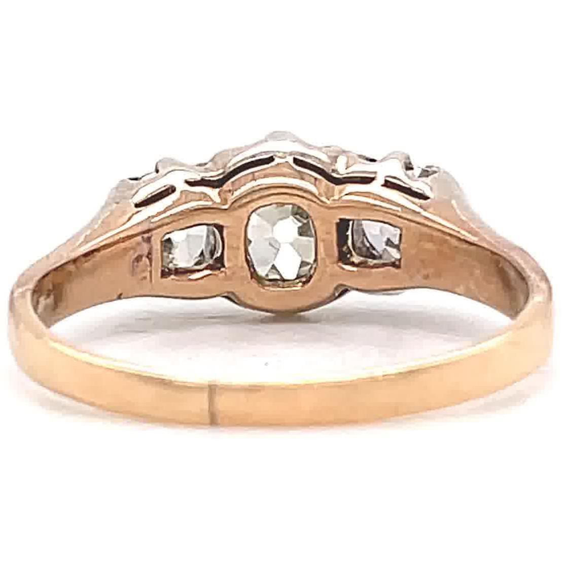 Women's Antique Old Mine Cut Diamond Three Stone Gold Ring