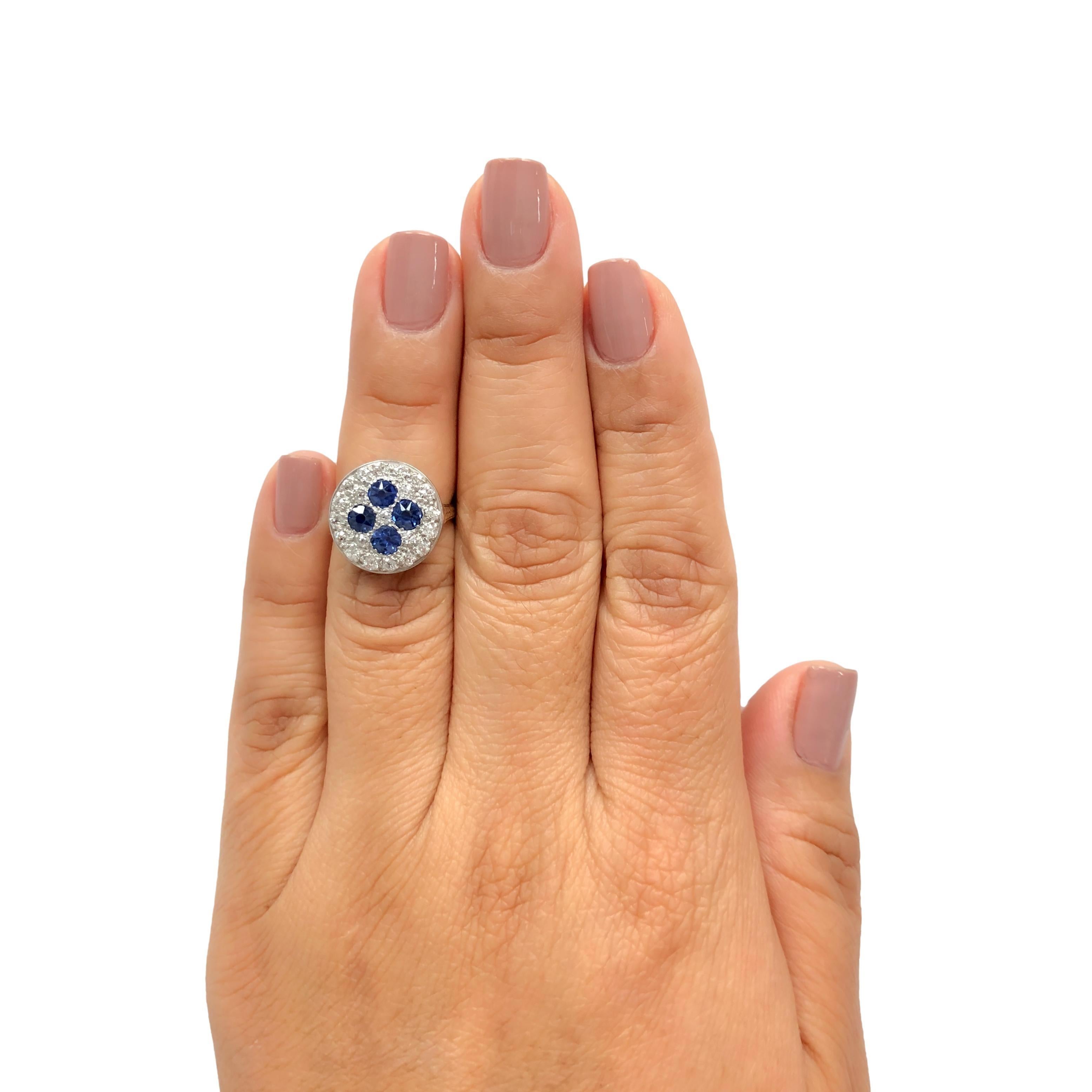 Antiker Ring aus Platin + 14K Gelbgold mit Diamanten und Saphiren im alten Minenschliff ca. 1900er Jahre im Angebot 2