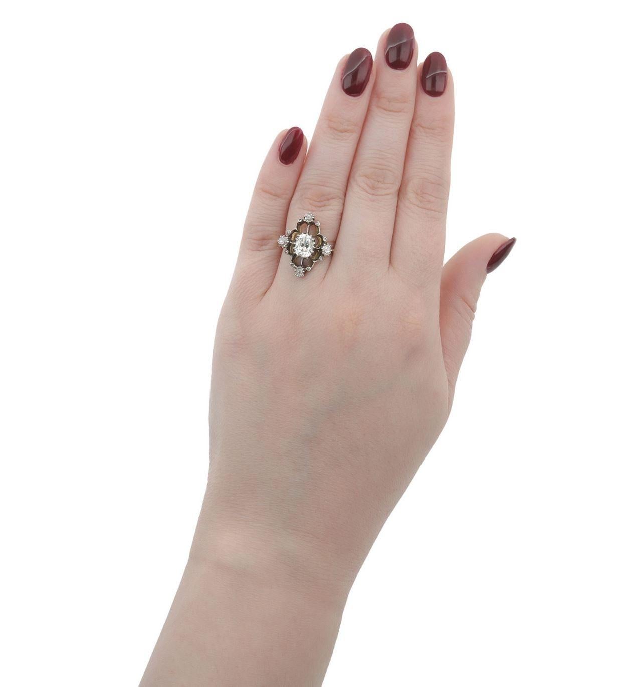 Antiker Diamant-Cluster-Ring aus alter Mine, um 1890. (Viktorianisch) im Angebot