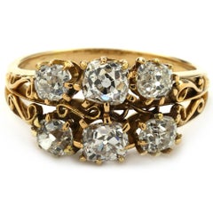 Antique Old Miner Cut Six-Stone Band with Filigree