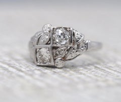 Antique Old Miner Diamond White Gold Engagement Ring .55cttw - VEG#76