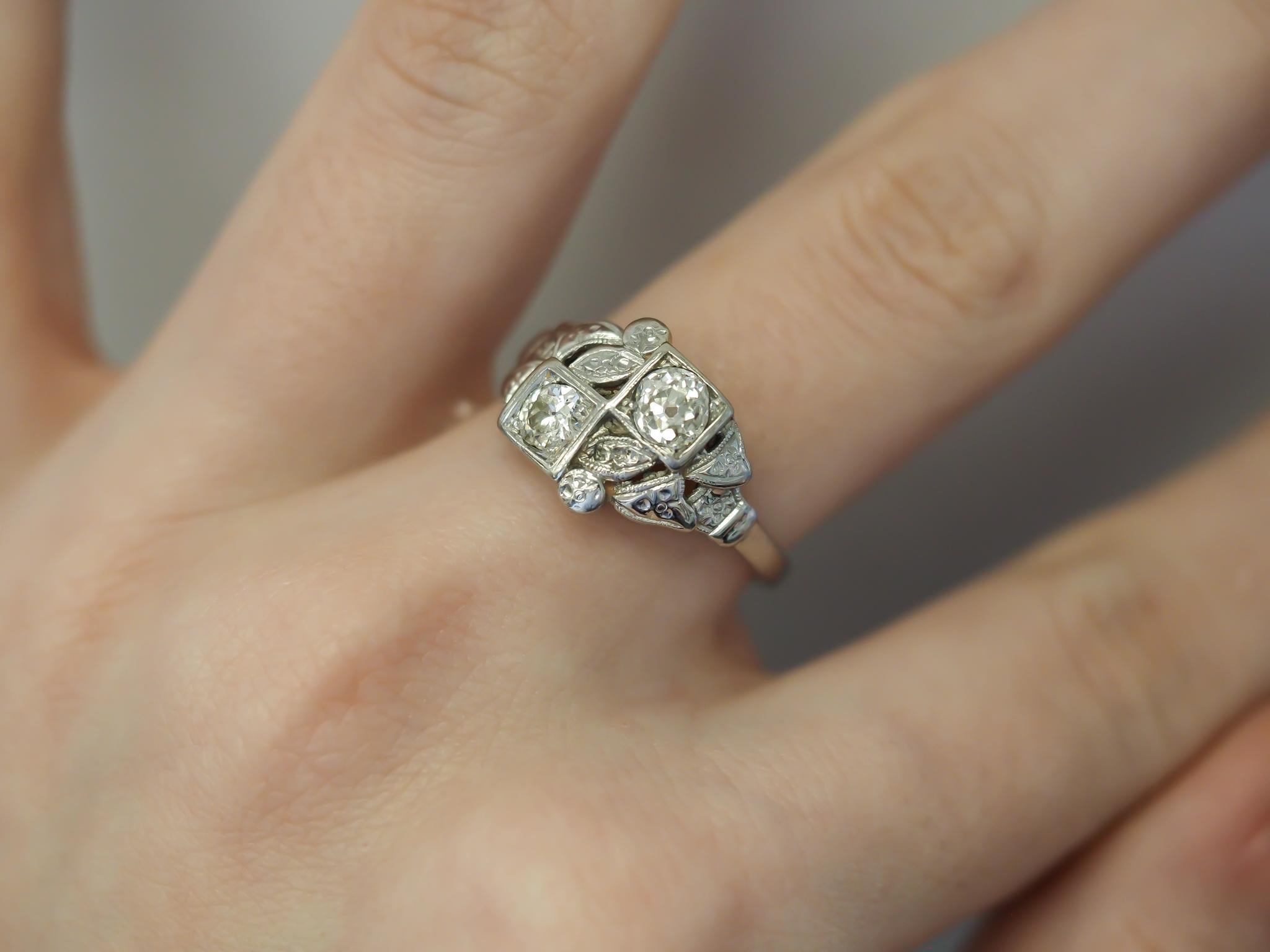 Antique Old Miner Diamond White Gold Engagement Ring .55cttw - VEG#76 For Sale 3