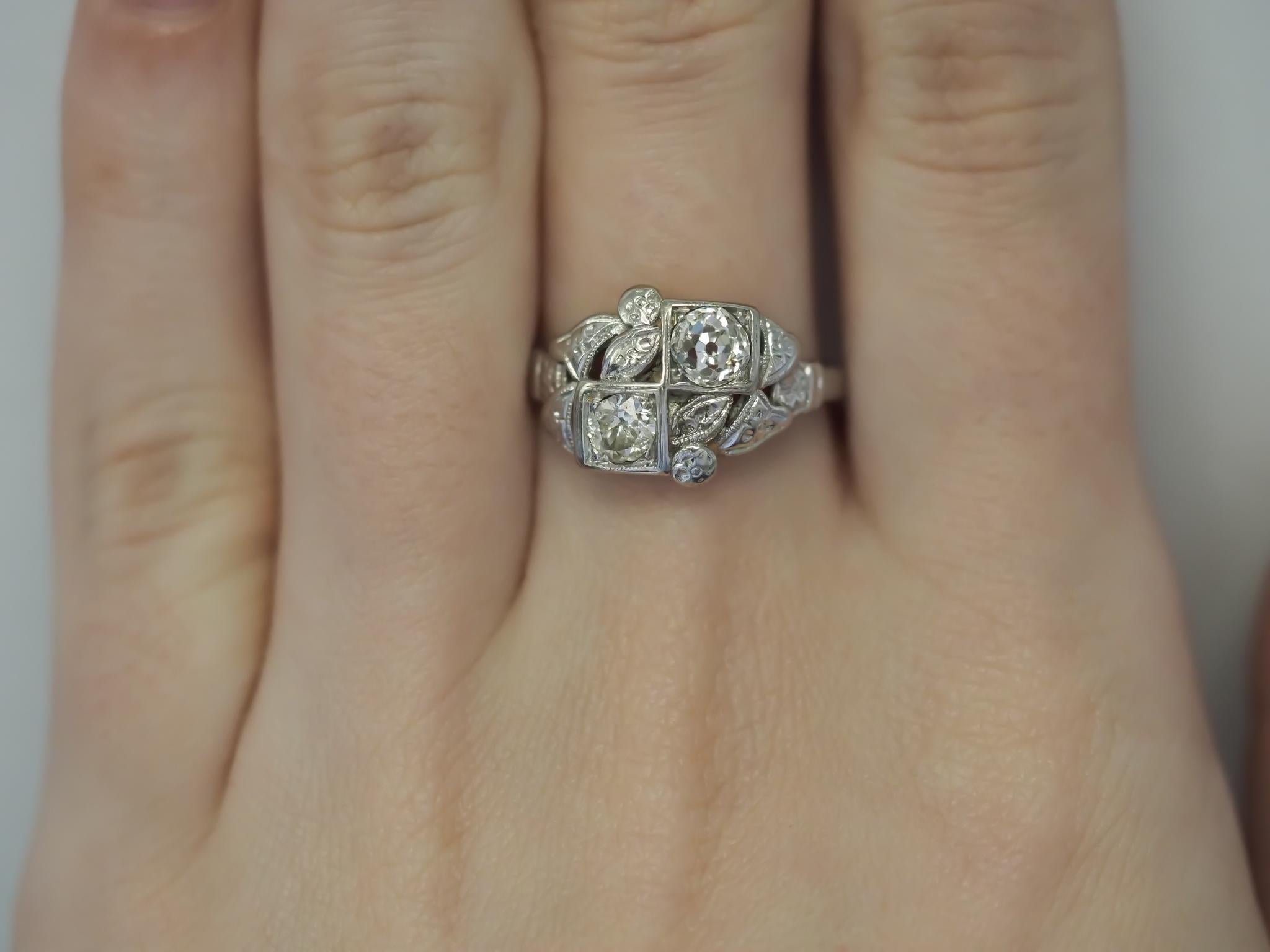 Antique Old Miner Diamond White Gold Engagement Ring .55cttw - VEG#76 For Sale 4