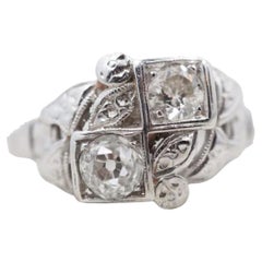 Antiker Old Miner Diamant-Verlobungsring aus Weißgold .55cttw - VEG#76