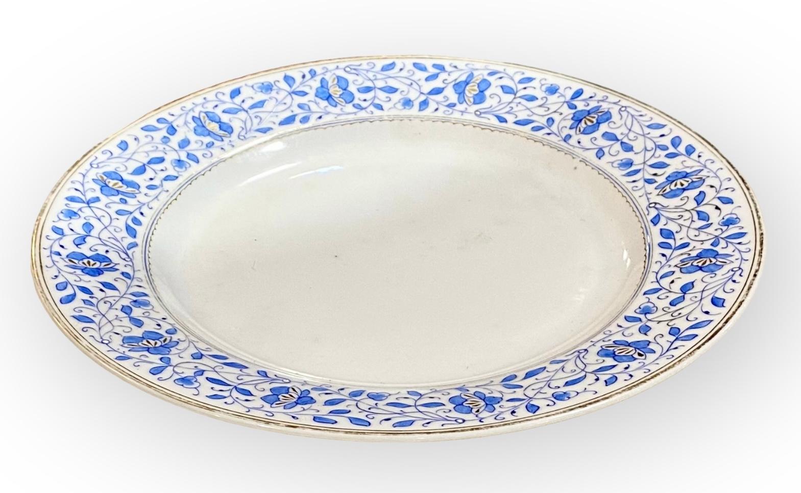 Antiguo Plato de Servicio y Servidor de Condimentos de Porcelana Azul y Dorada de Old Paris en venta 3
