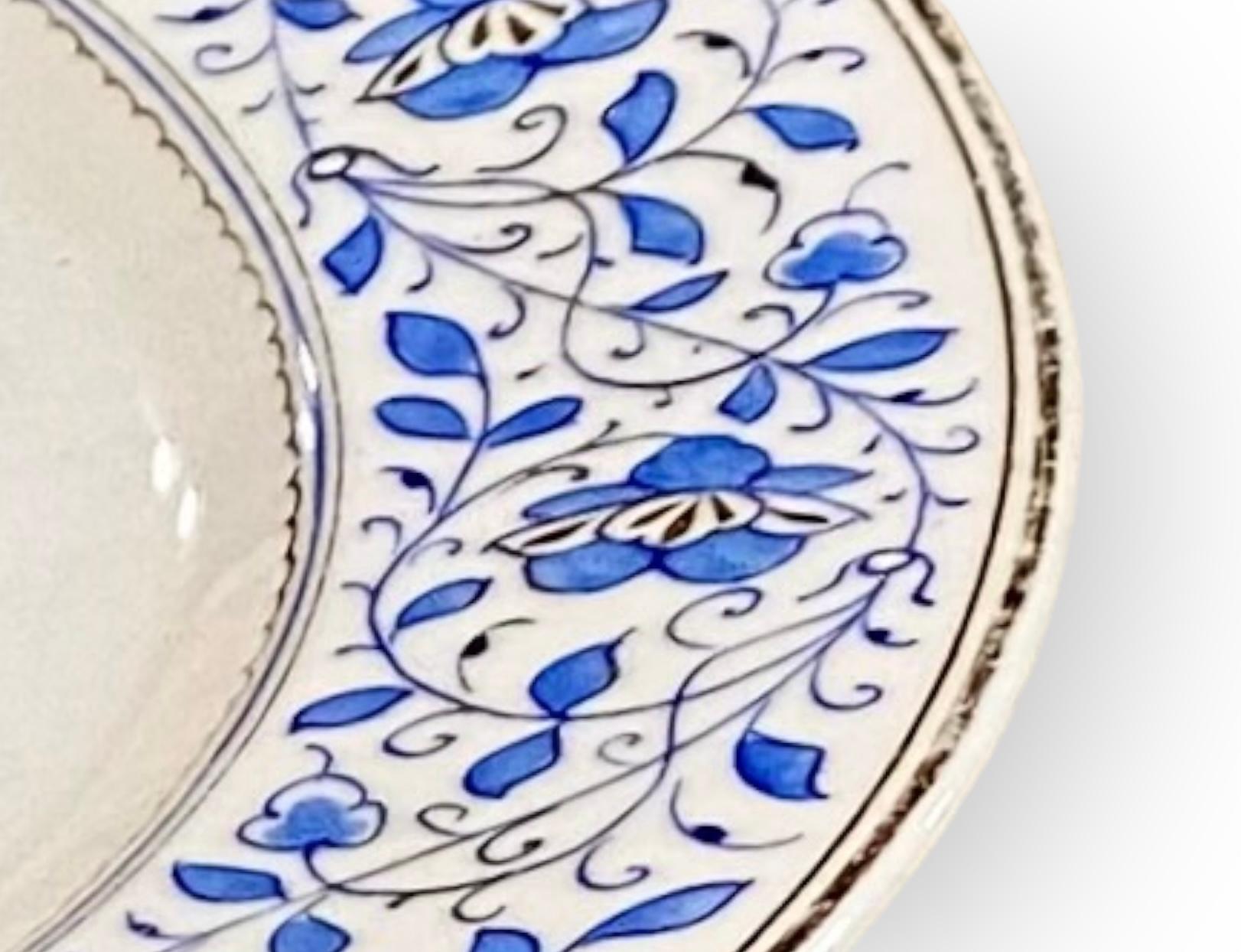 Antiguo Plato de Servicio y Servidor de Condimentos de Porcelana Azul y Dorada de Old Paris en venta 6
