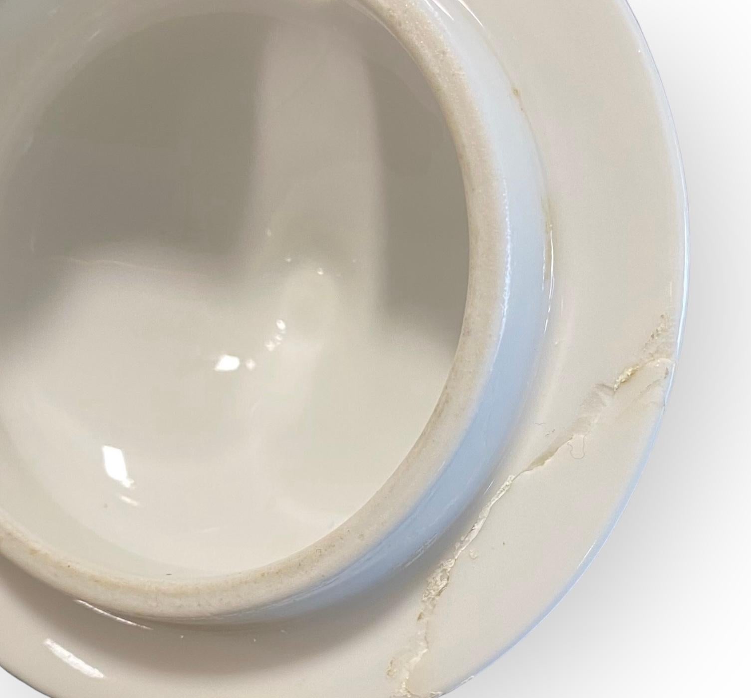 Antiguo Plato de Servicio y Servidor de Condimentos de Porcelana Azul y Dorada de Old Paris en venta 1