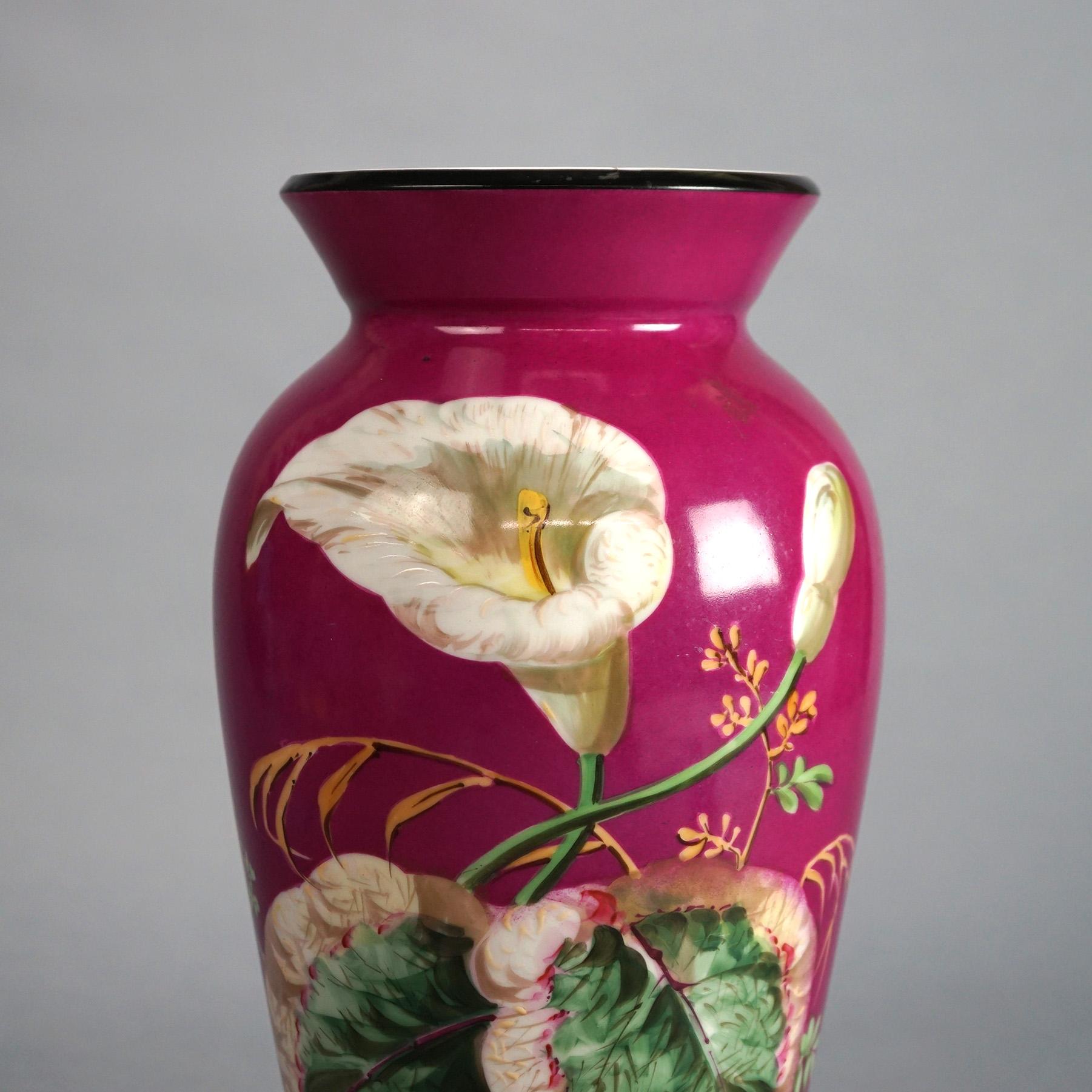 Antiguo jarrón de porcelana Old Paris decorado con flores y dorado C1890 Dorado en venta