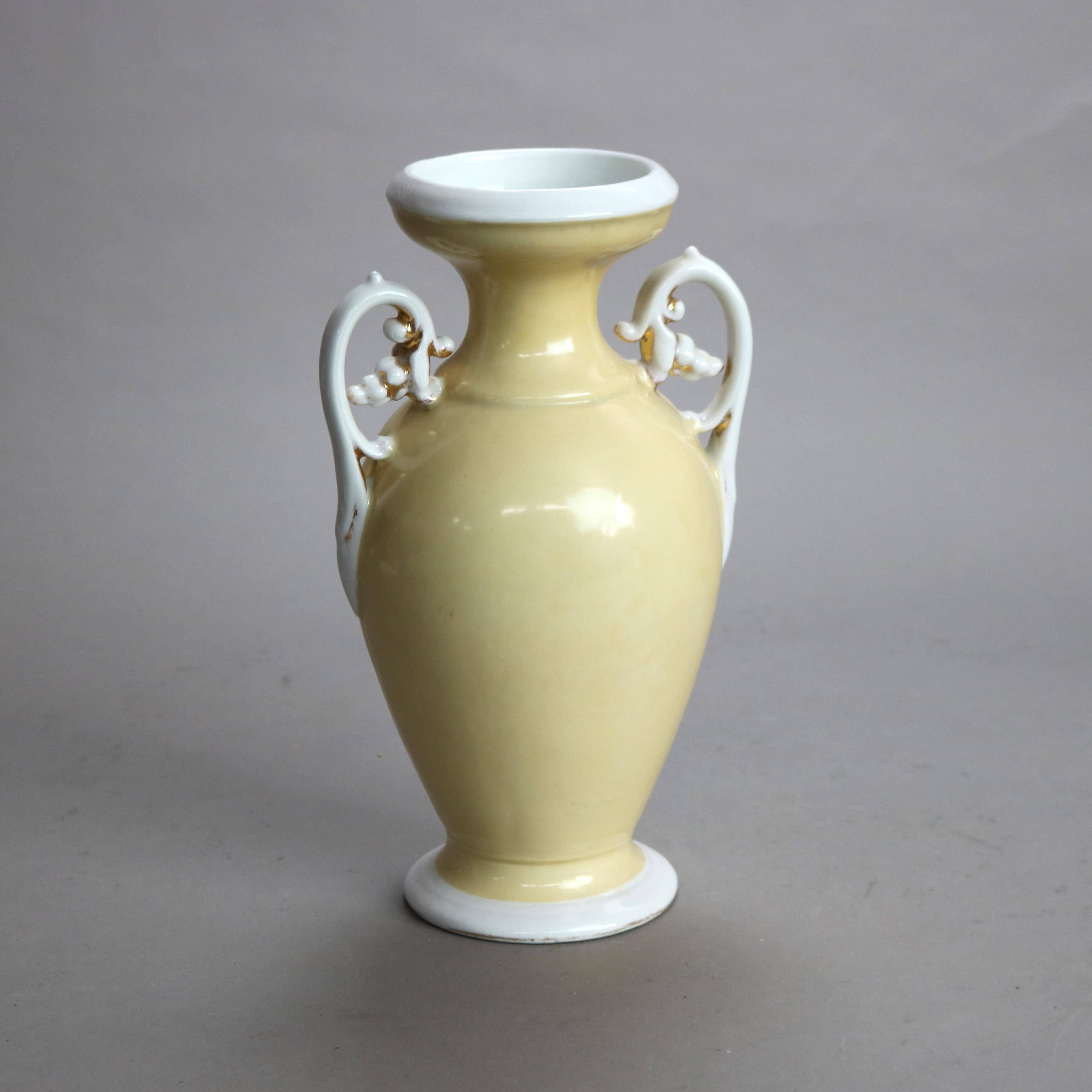 XIX secolo Antico vaso da ritratto in porcellana Old Paris dipinto a mano e dorato C1880