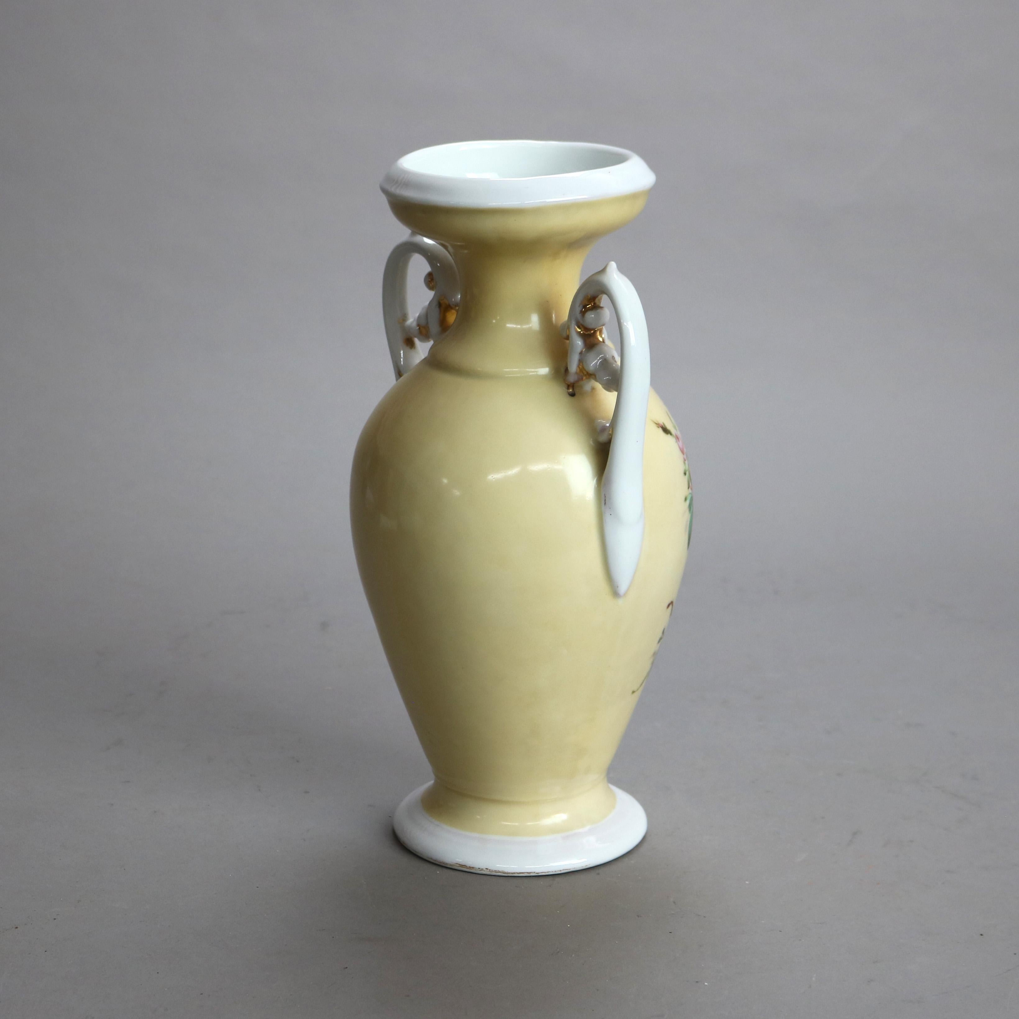 Porcellana Antico vaso da ritratto in porcellana Old Paris dipinto a mano e dorato C1880