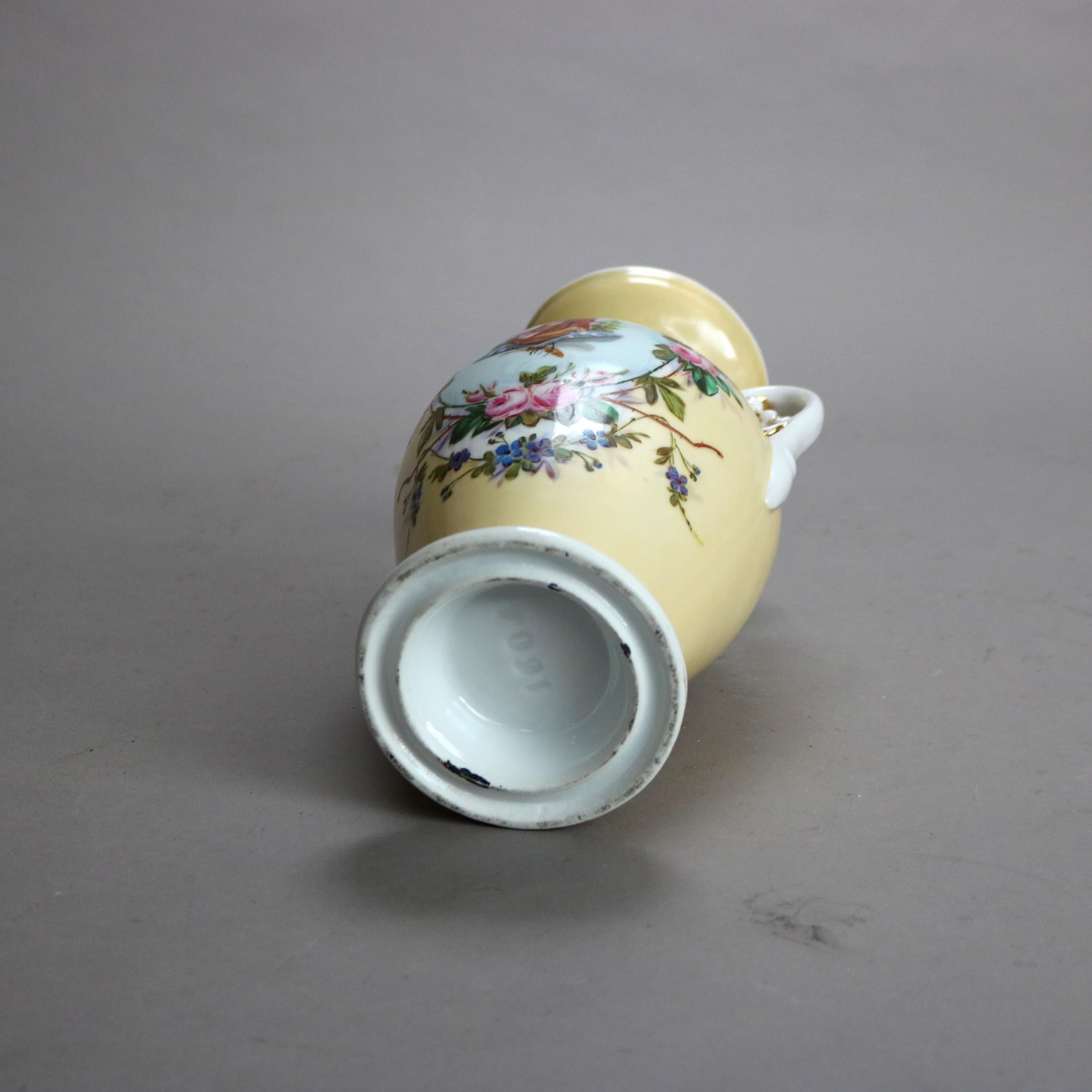 Antico vaso da ritratto in porcellana Old Paris dipinto a mano e dorato C1880 2