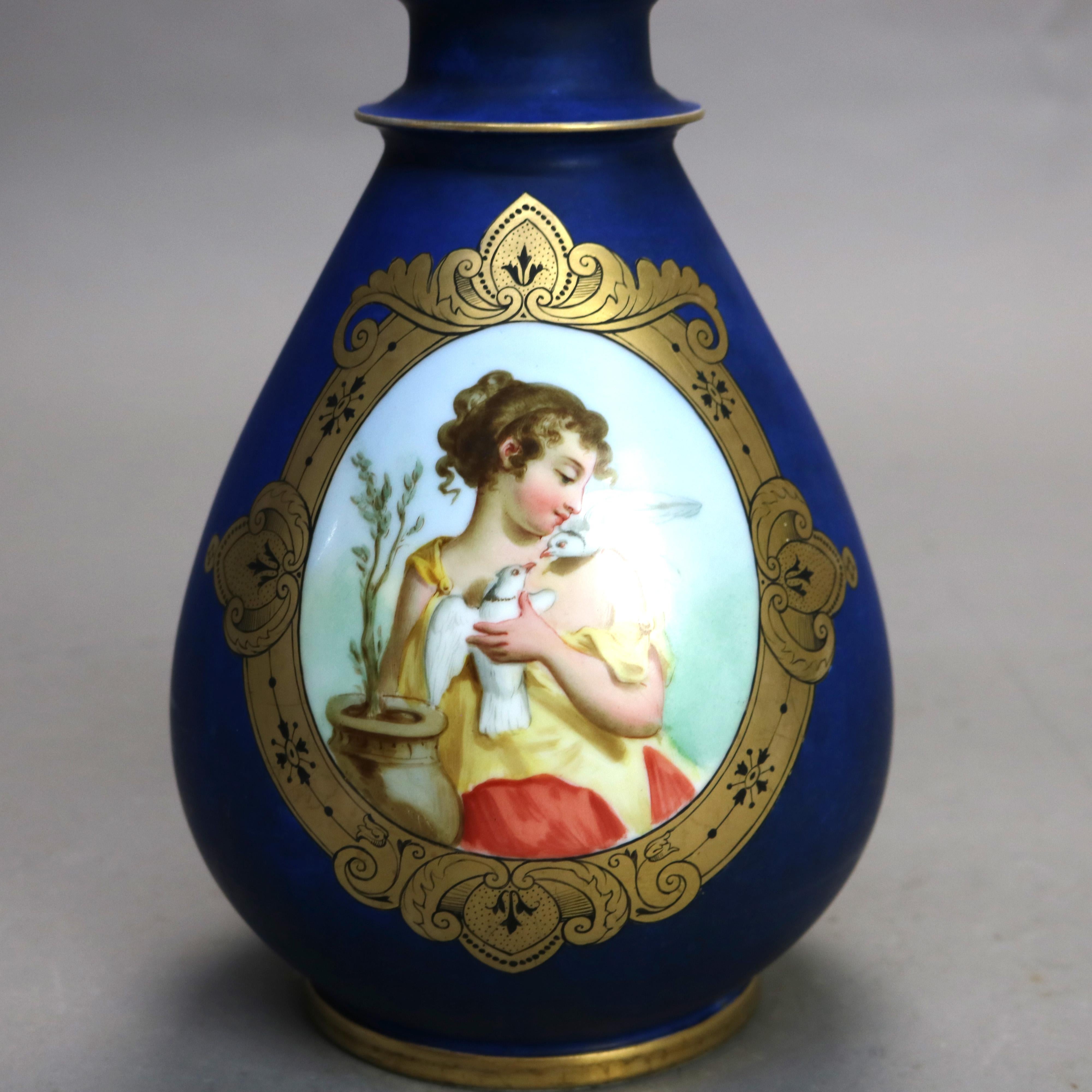 Antike Old Paris Hand gemalt Porzellan Porträt Vase C1890

Maße - 13 
