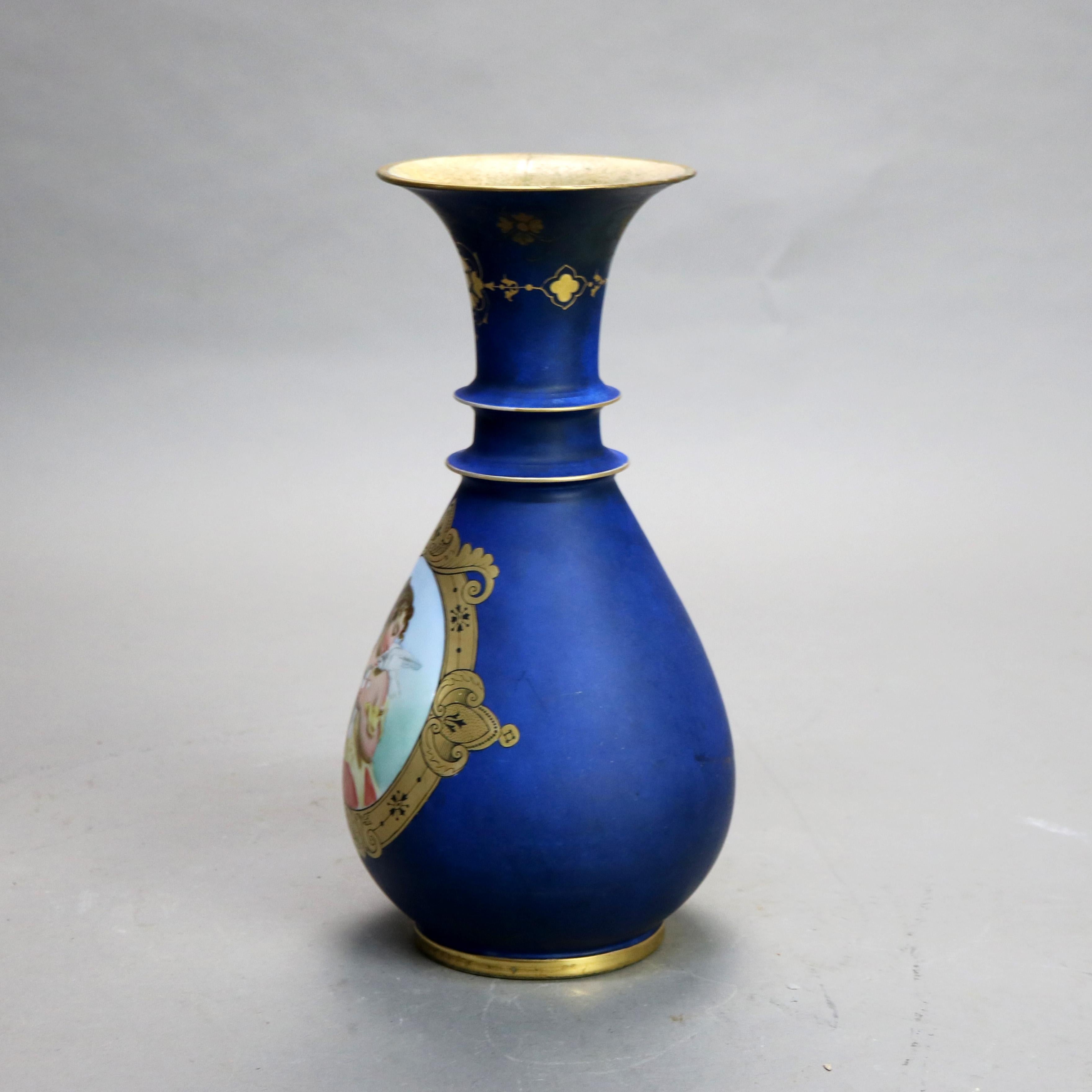 Antike Old Paris Hand gemalt Porzellan Porträt Vase C1890 im Angebot 1