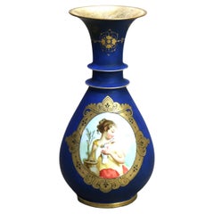 Antiquité Old Paris Vase à portrait en porcelaine peint à la main C1890