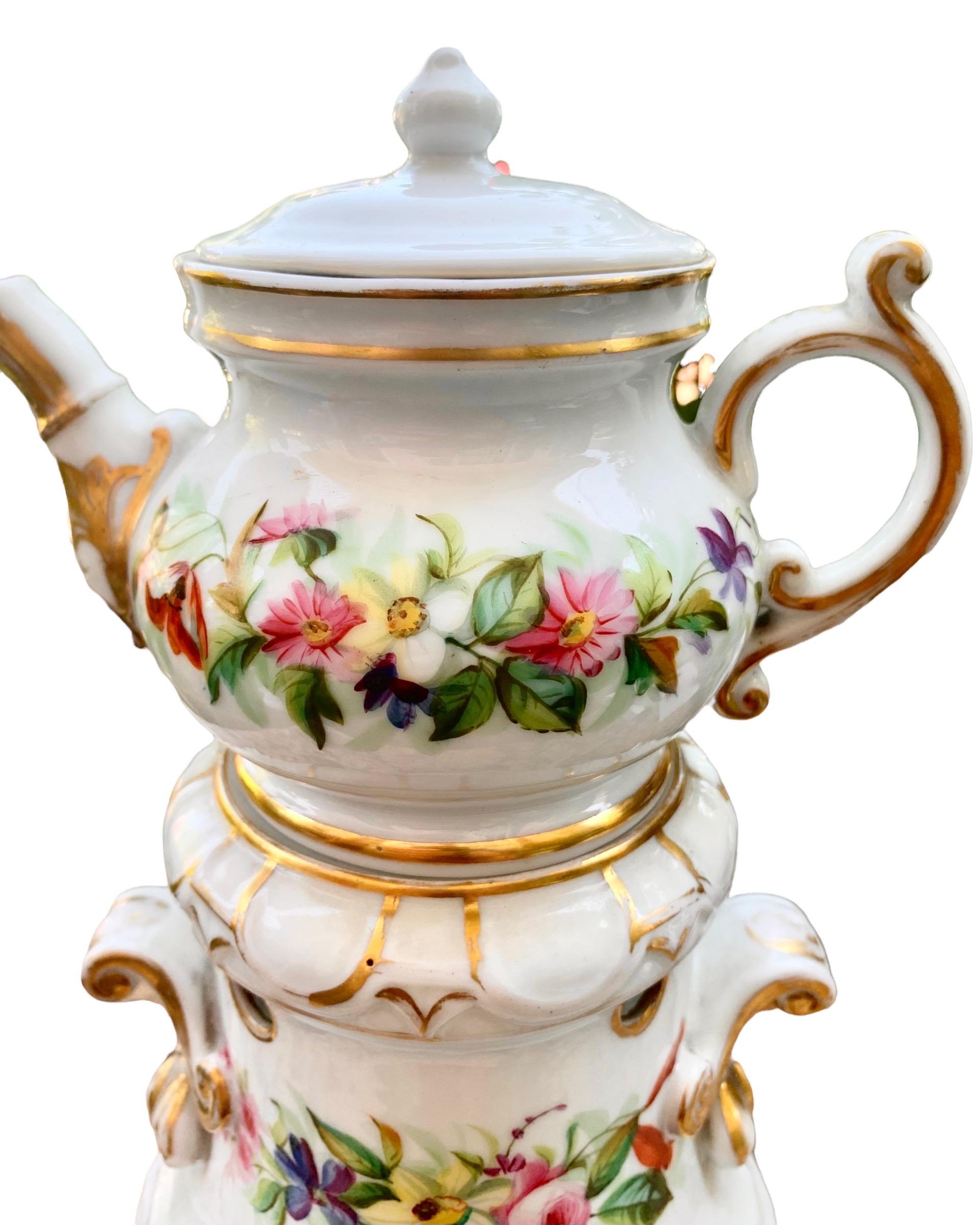 Gilt Antique French Porcelain Veilleuse