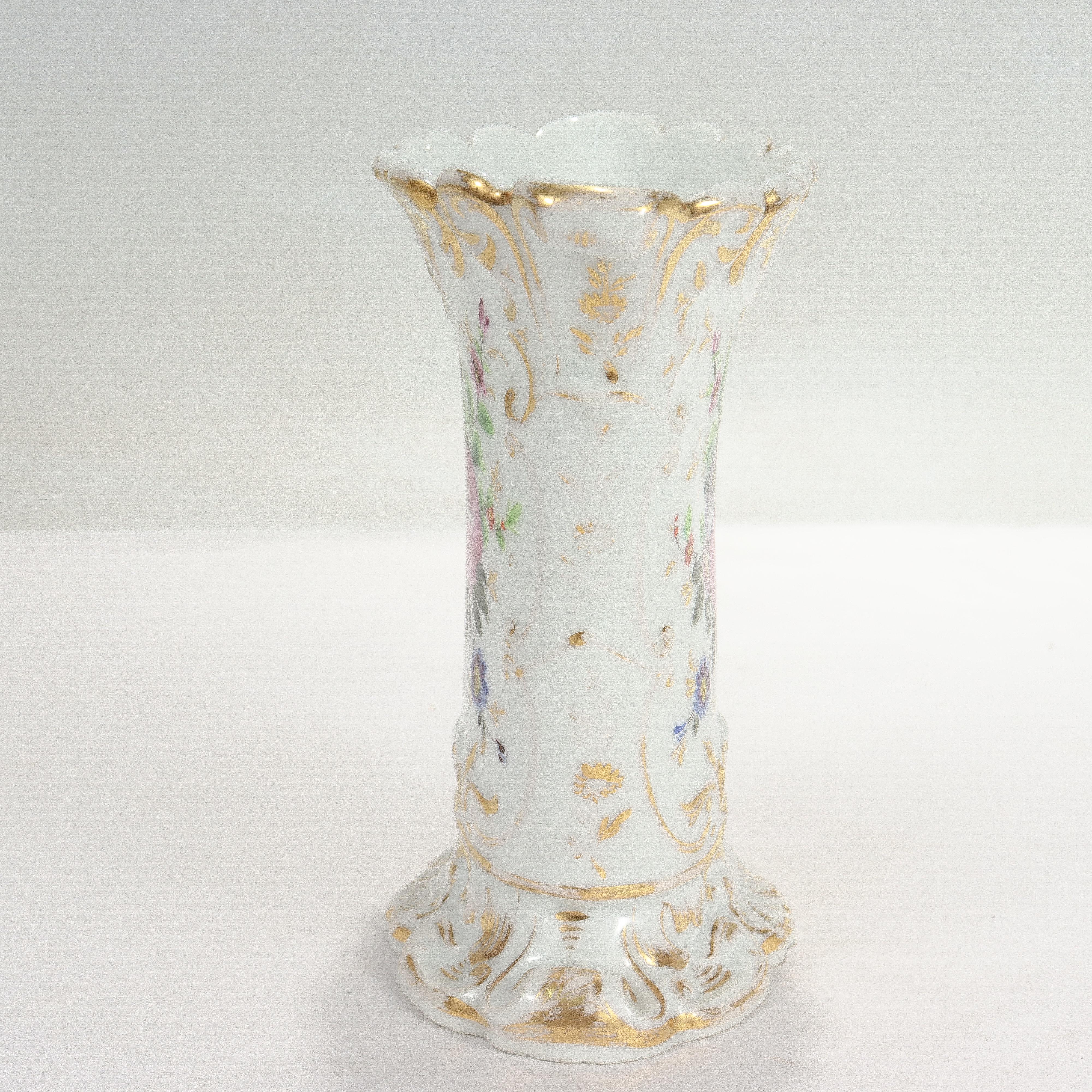 Antike Old Paris oder Vieux Paris Porzellan Fächerförmige Vase (Belle Époque) im Angebot