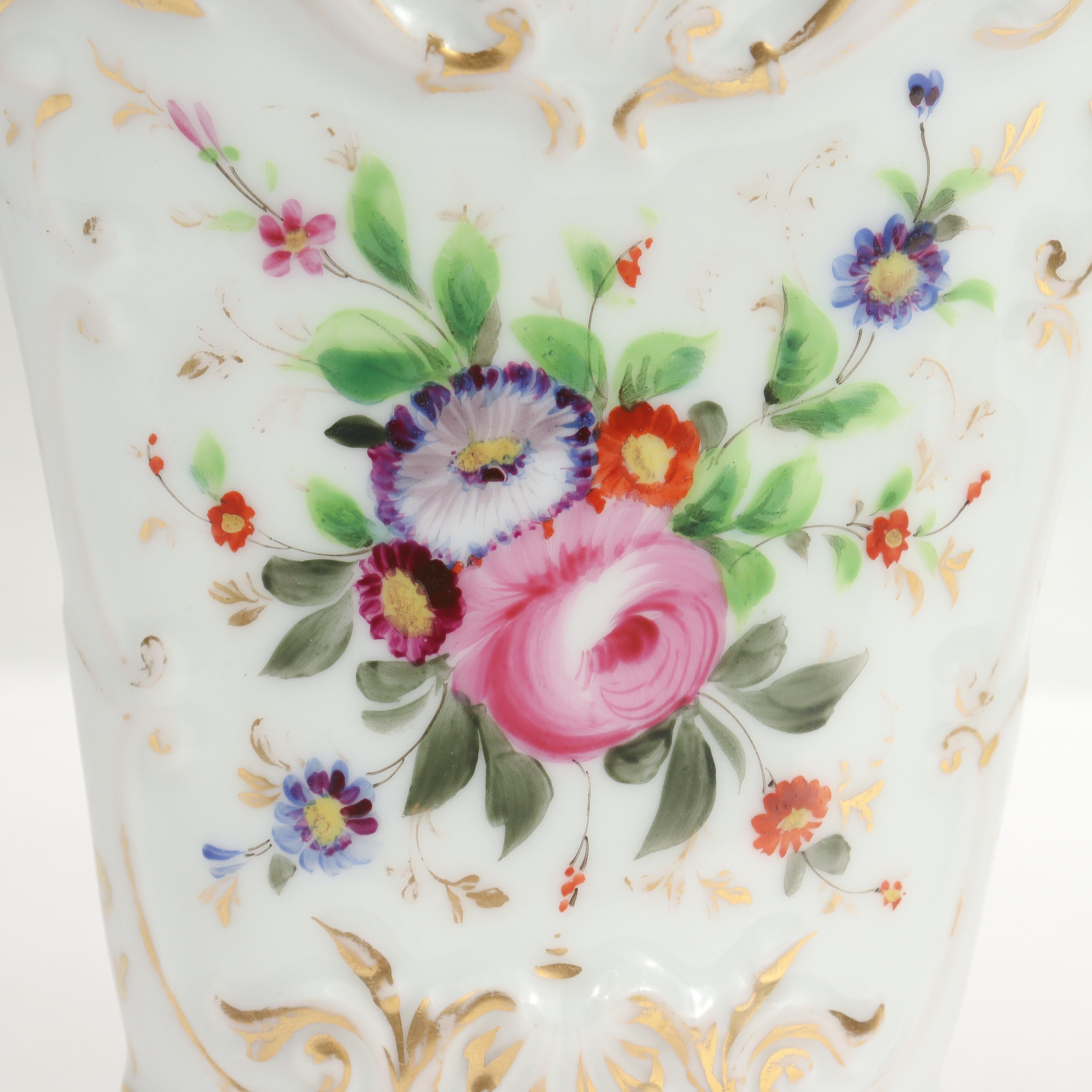 French Antique Old Paris or Vieux Paris Porcelain Fan Shaped Vase For Sale