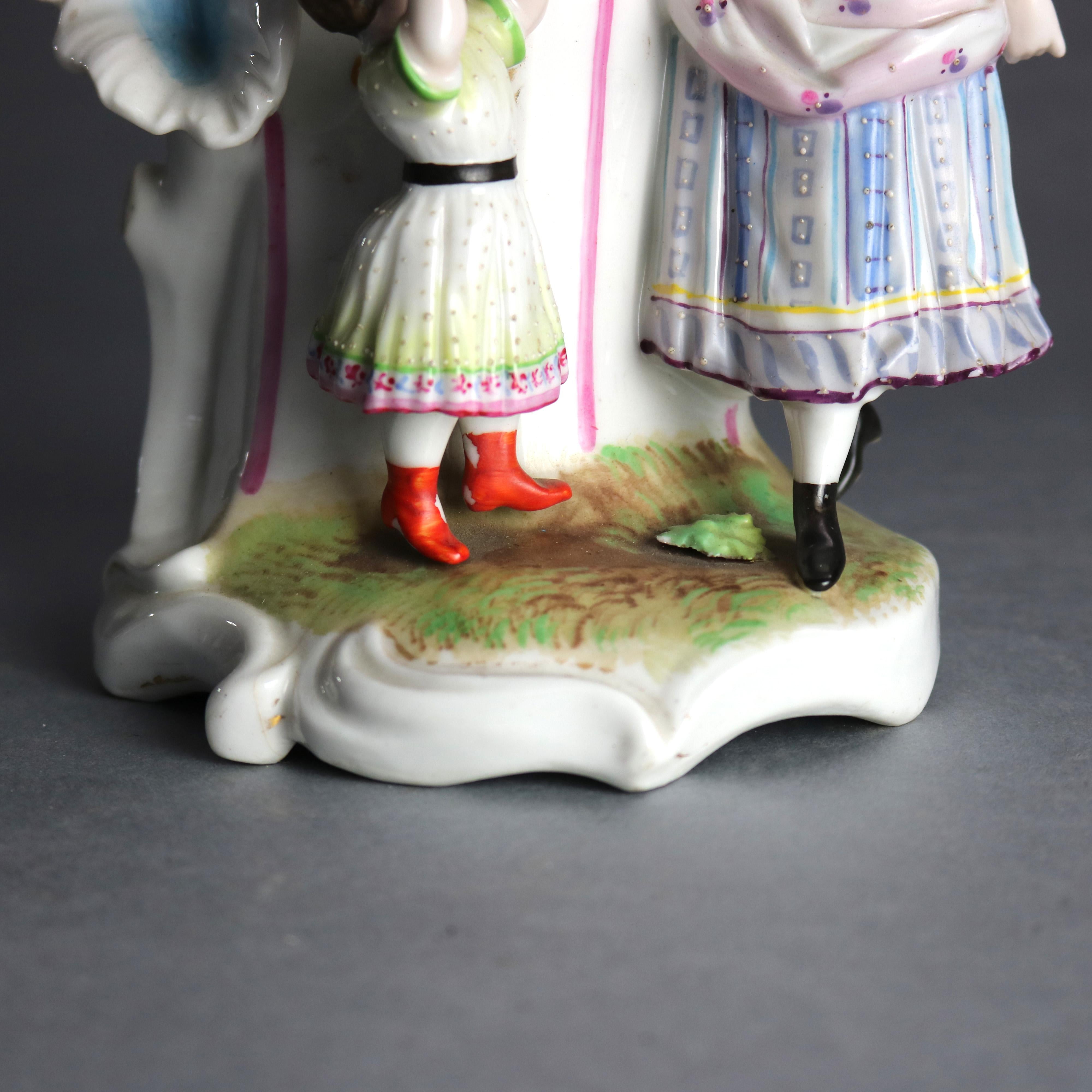 19th Century Antique Old Paris Porcelain Figural Spill Vase, Mother and Child, circa 1880