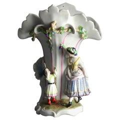Antique Old Paris Porcelain Figural Spill Vase, Mother and Child, circa 1880