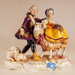 Antique Old Paris Porcelain Figurine Figural Group Rococo Style 19th Century