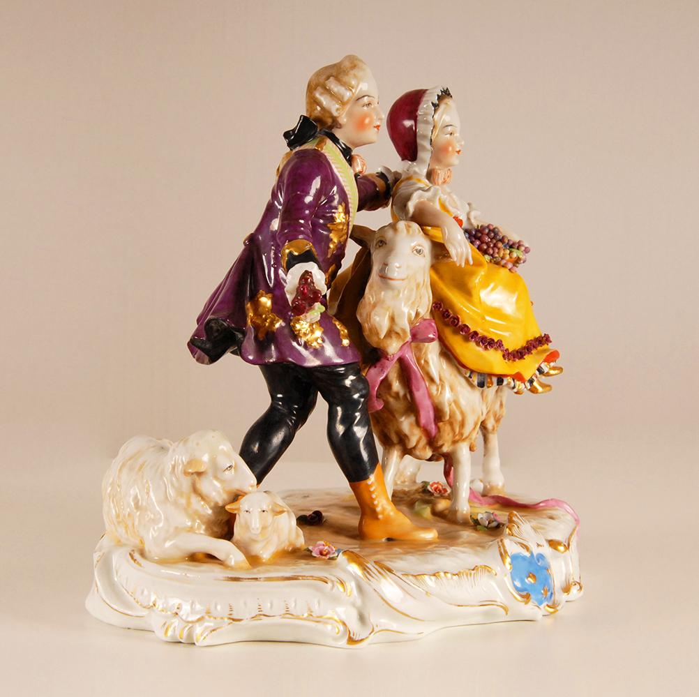 Néo-rococo Antiquité Old Paris Porcelaine Figurine Groupe Figural Style Rococo 19ème siècle en vente
