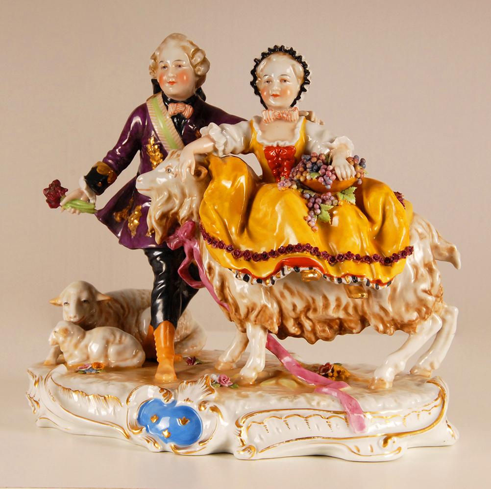 Antiquité Old Paris Porcelaine Figurine Groupe Figural Style Rococo 19ème siècle en vente 1