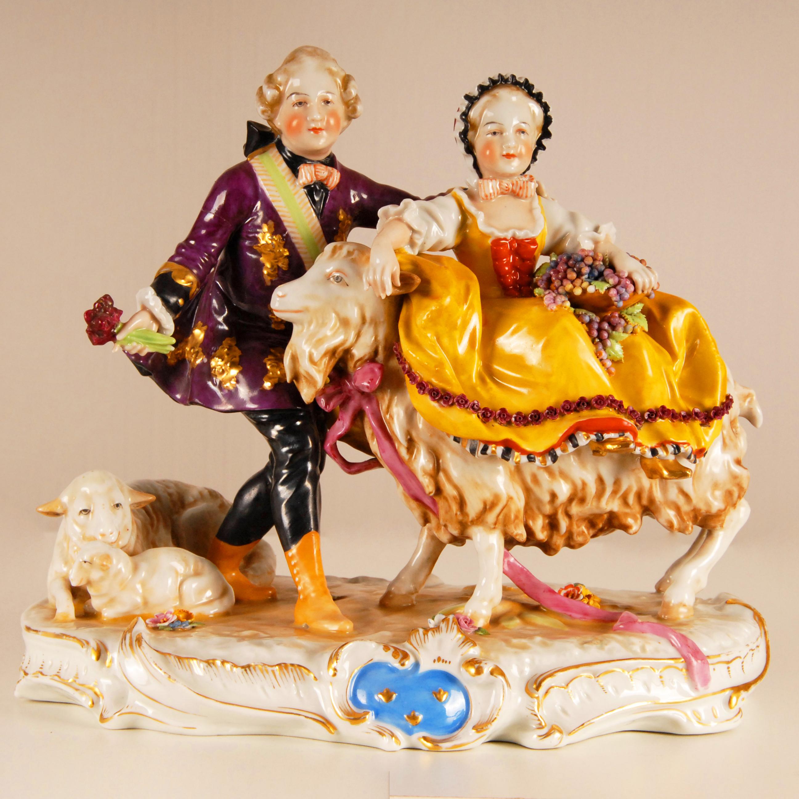 Antiquité Old Paris Porcelaine Figurine Groupe Figural Style Rococo 19ème siècle en vente 3