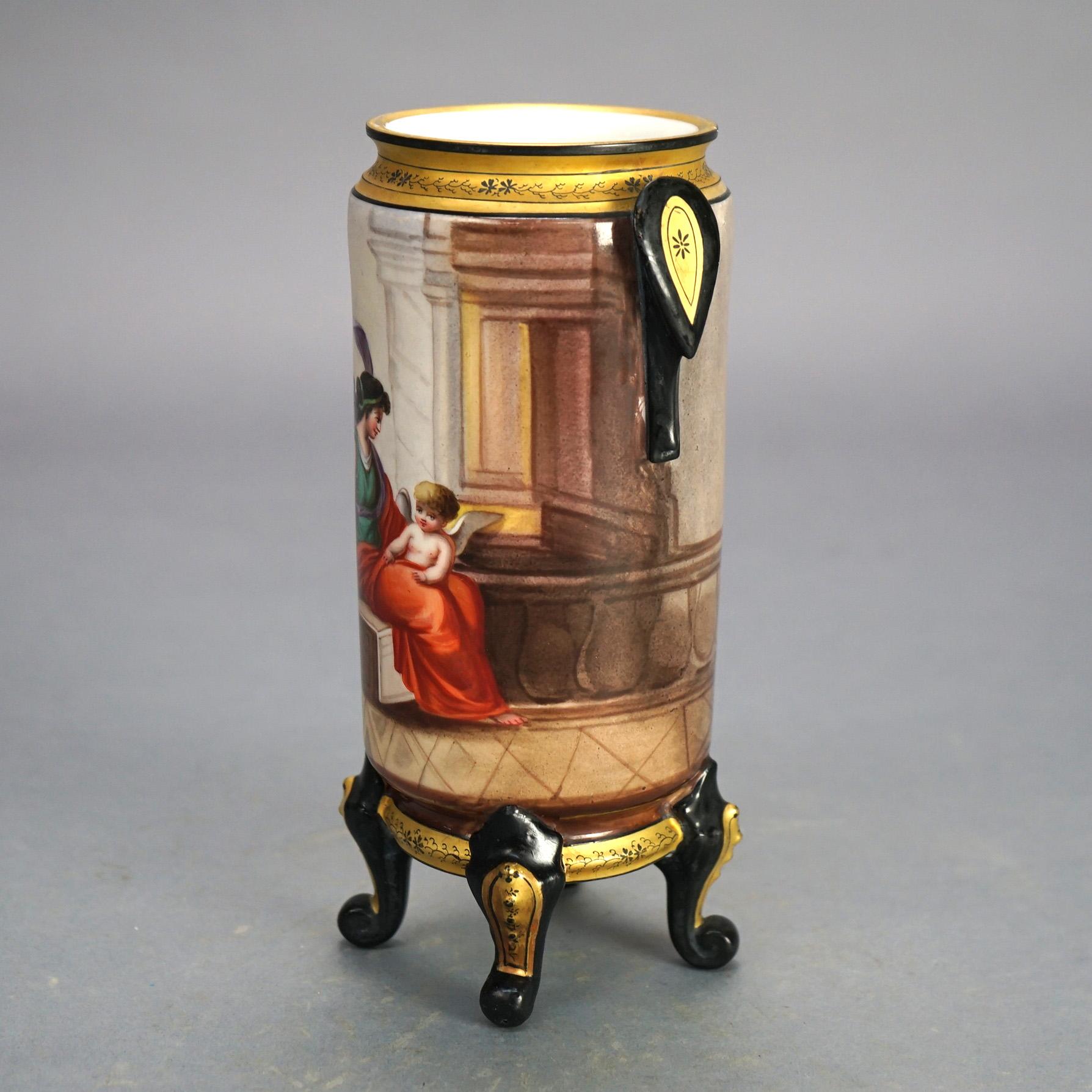 Antike Old Paris Porzellan Portraitvase mit Fuß, Klassische Mutter & Kind C1890 (Vergoldet) im Angebot