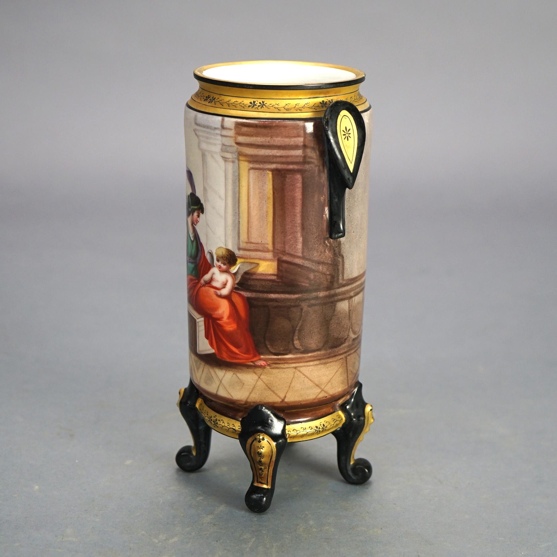 Antike Old Paris Porzellan Portraitvase mit Fuß, Klassische Mutter & Kind C1890 im Zustand „Gut“ im Angebot in Big Flats, NY