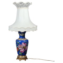 Antique Old Paris Porcelain Hand Painted Floral Table Lamp circa 1880