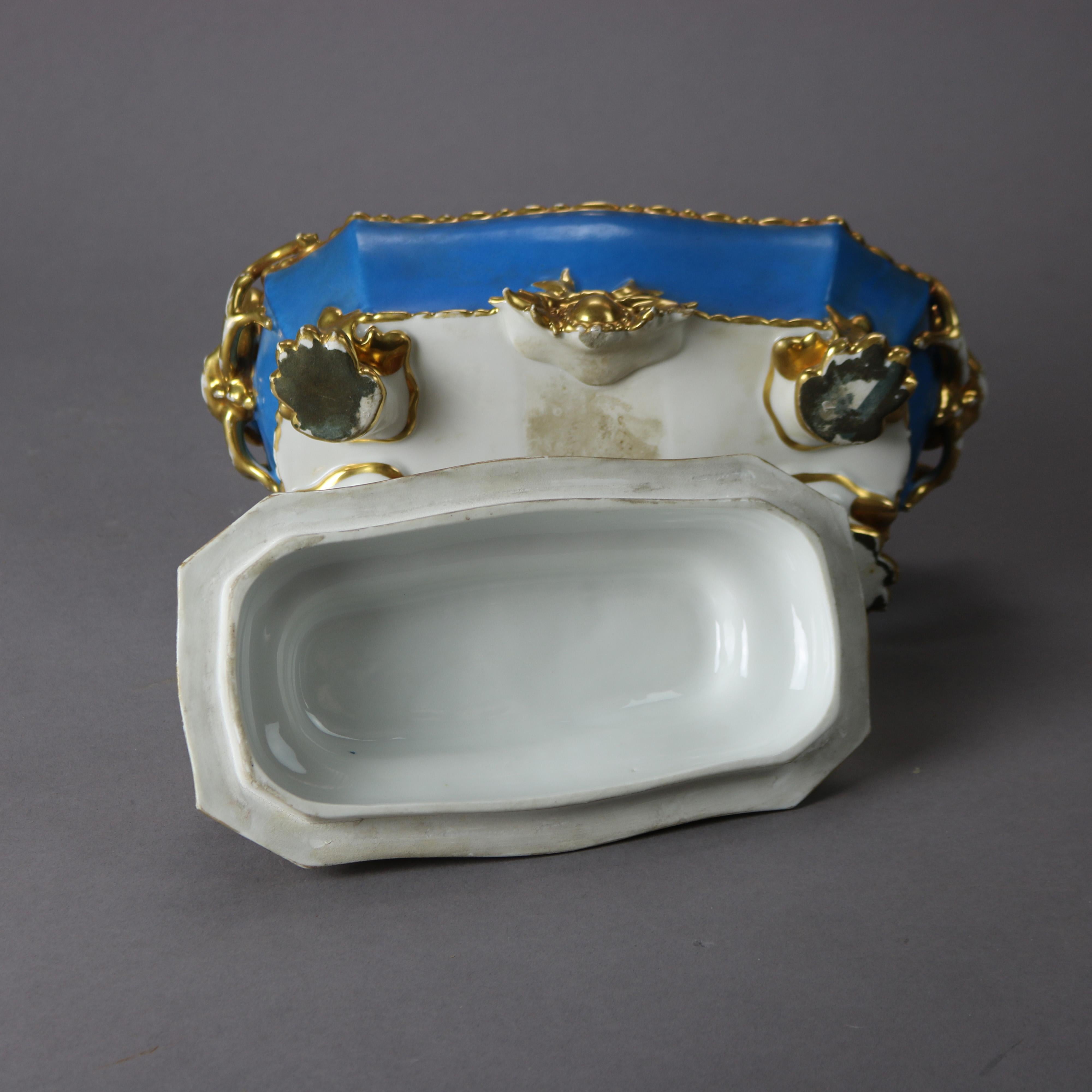 Antique Old Paris Porcelain Hand Painted & Gilt Decorated Glove Box 19th C 5