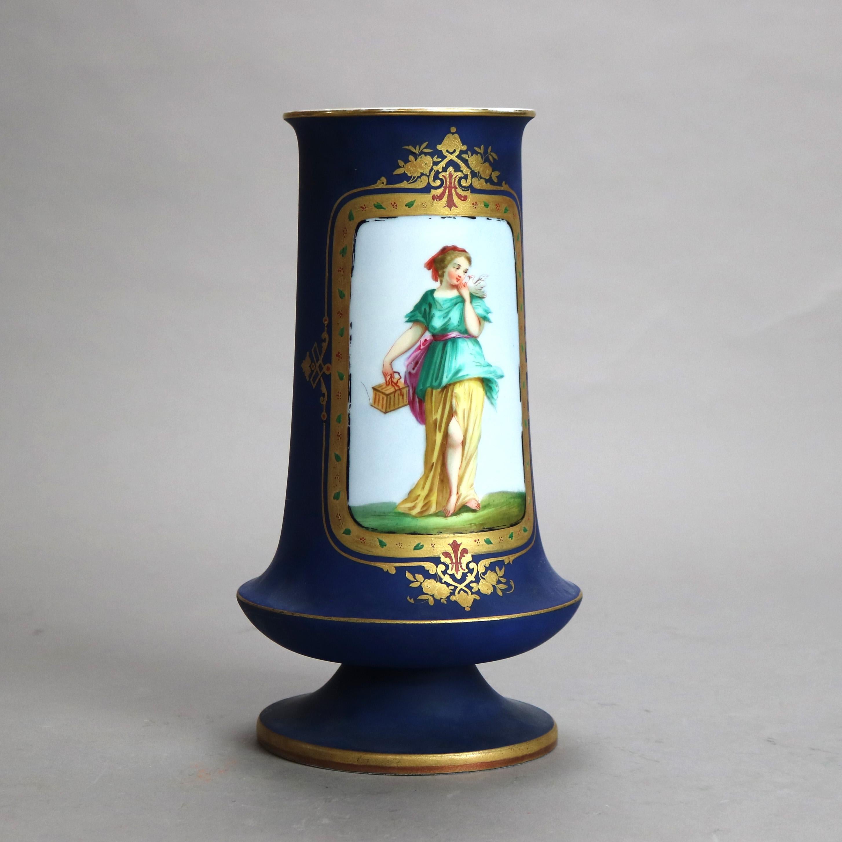 XIX secolo Antico vaso figurativo in porcellana Old Paris dipinto a mano e dorato C1890 in vendita