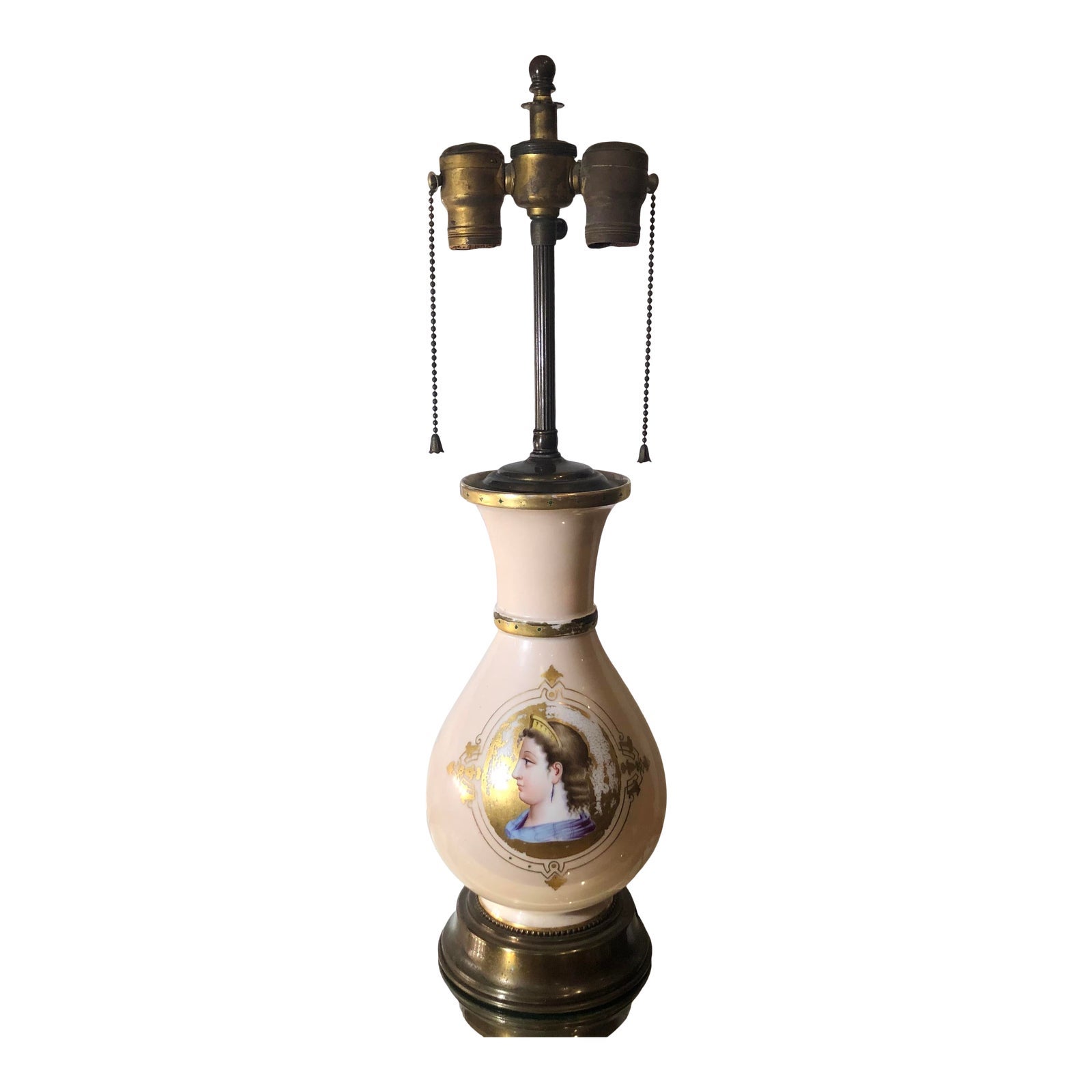 Antike Old Pariser Porzellanlampe im klassizistischen Stil, um 1850 im Angebot