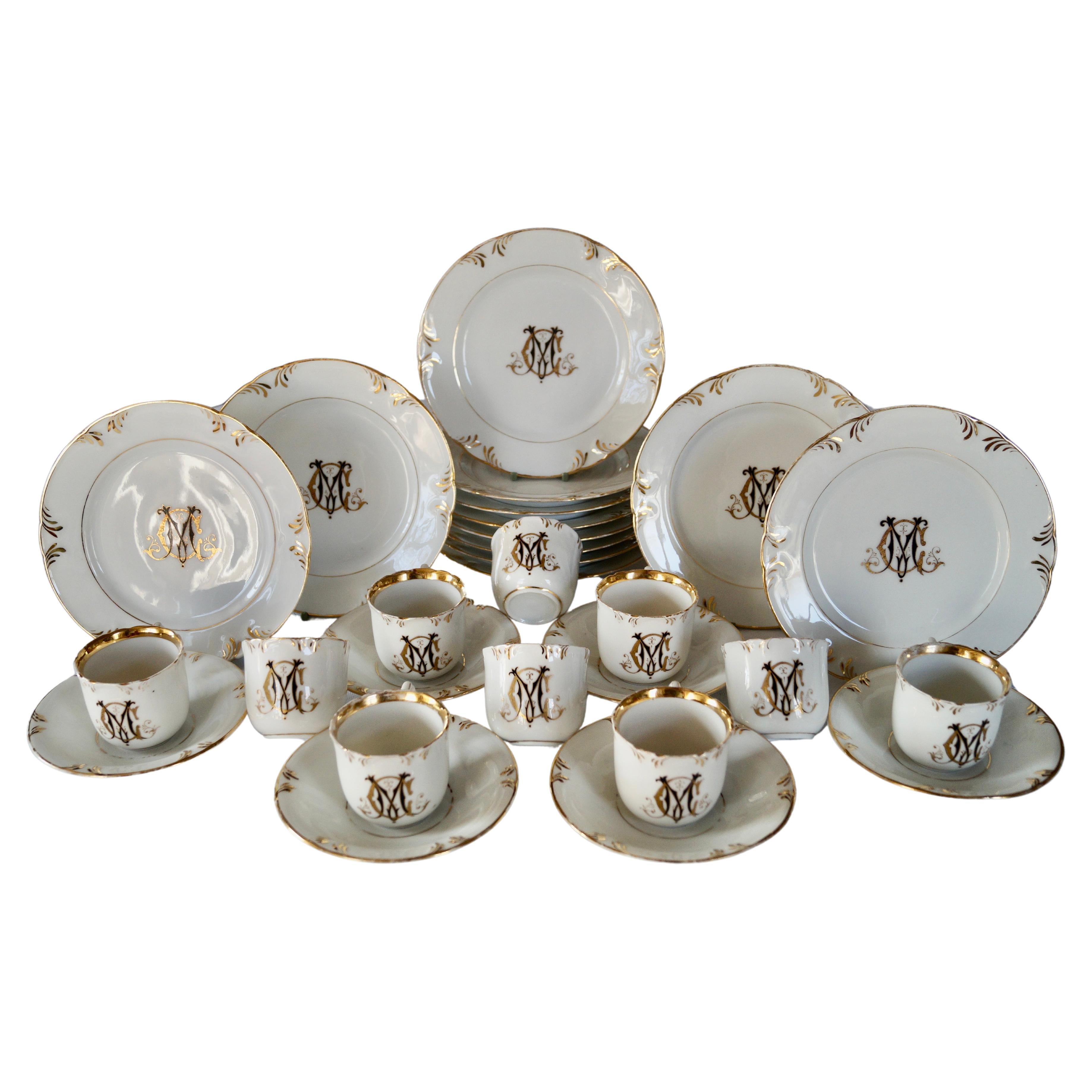 Antique Old Paris Porcelain - Porcelaine de Paris Pastry Plates and Cups 