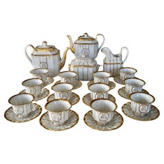 20 Pieces European Ceramic Tea Set for Adults With Metal Holder and Flower  Painting (Large Cream Version)