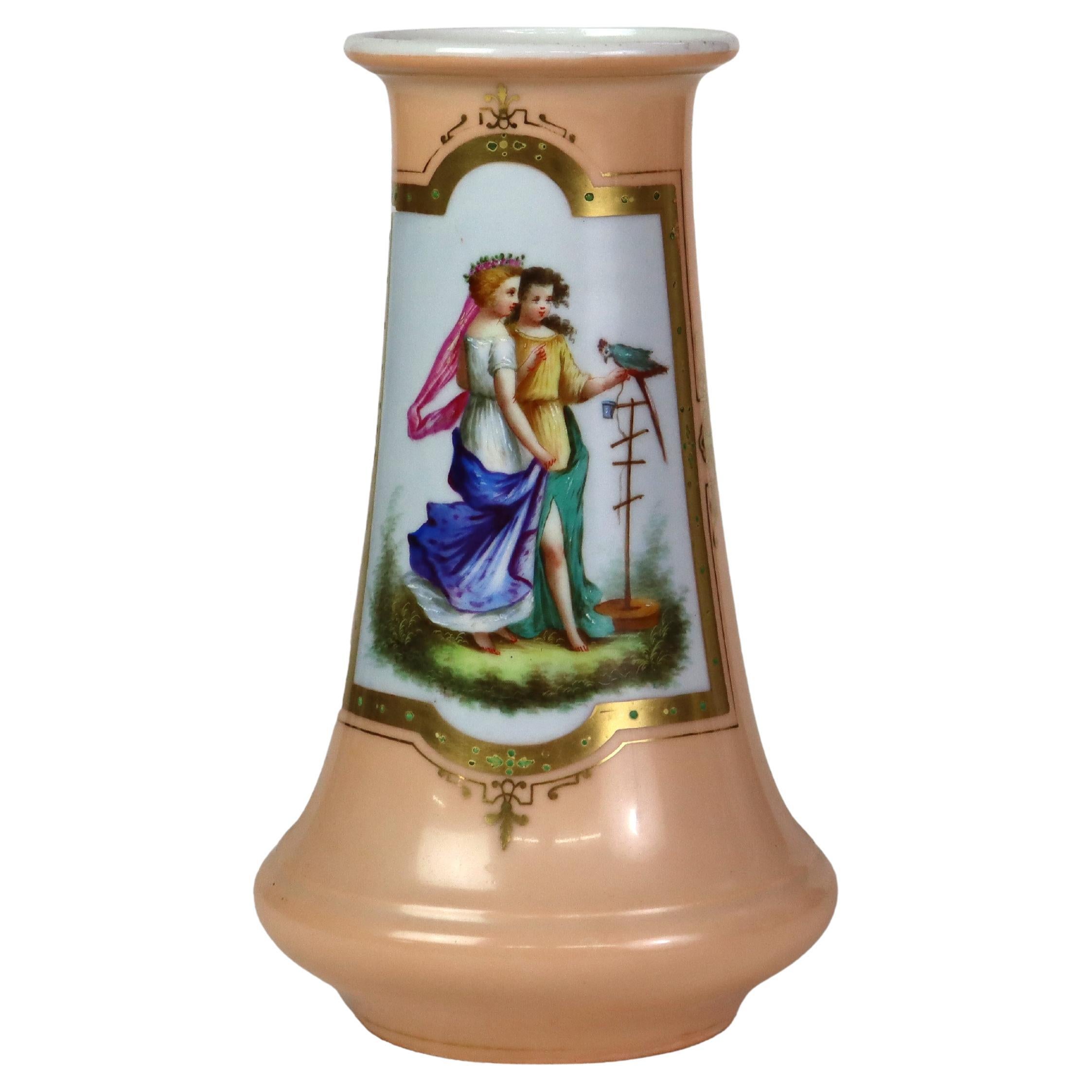 Antiguo Jarrón Retrato de Porcelana Old Paris C1880 en venta