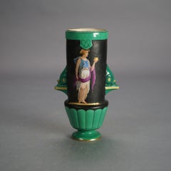 Antique Old Paris Porcelain Portrait Vase with Classical Figure C1890