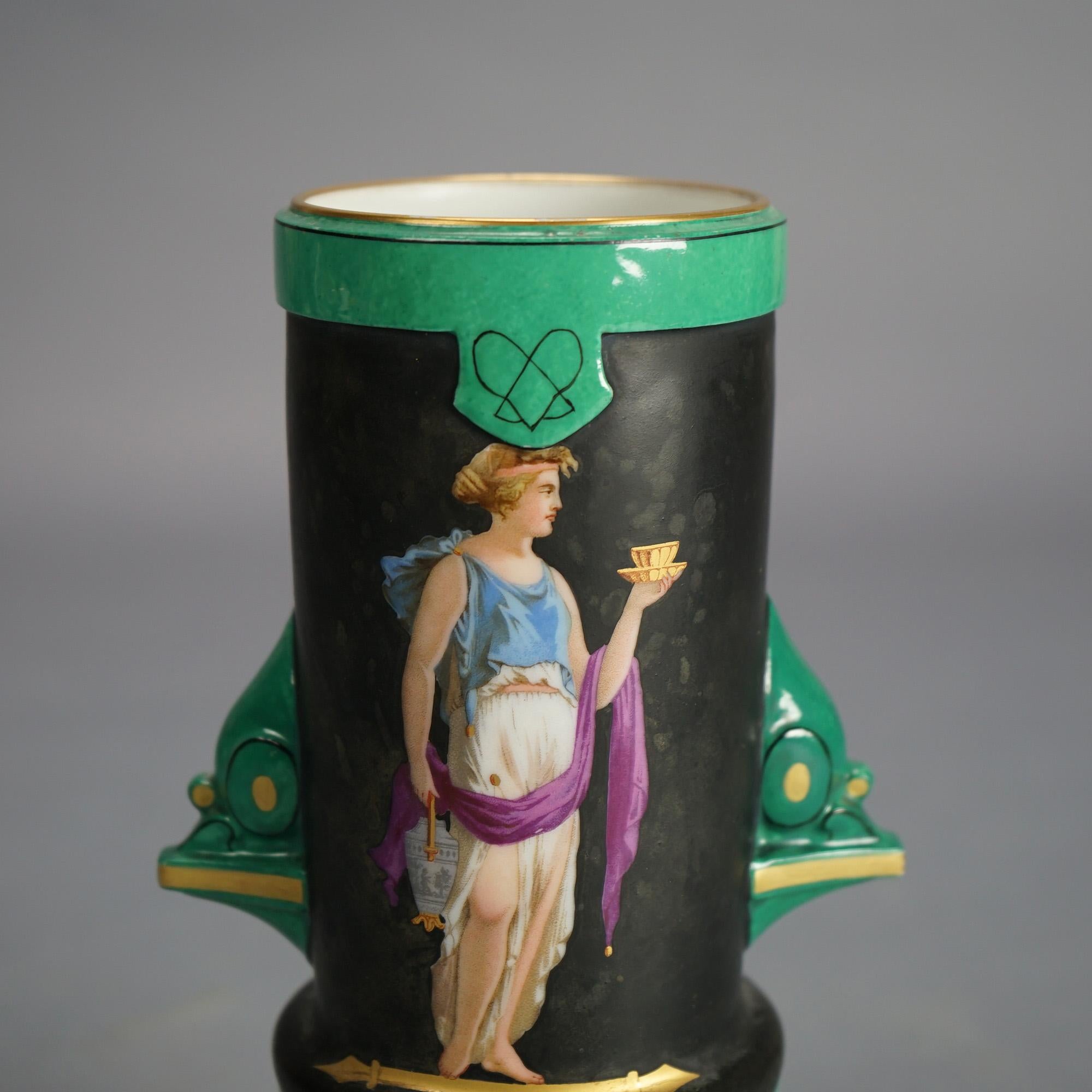 Francese Vaso ritratto in porcellana Old Paris con figura classica C1890 in vendita