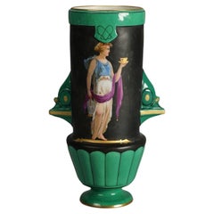Antiguo Jarrón de Porcelana Old Paris con Retrato de Figura Clásica C1890