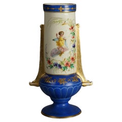 Antike Old Paris Porzellan Portraitvase mit jungem Mädchen & vergoldetem Highlight C1890