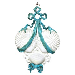 Antique Old Paris Porcelain Seashell Wall Pocket Signed C1874